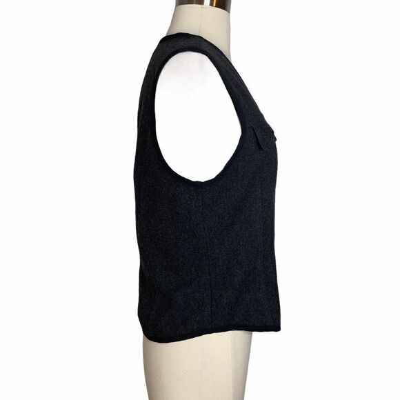 Vintage 90s Gap Vest Gray Wool Sleeveless Zip Front - Picture 2 of 7